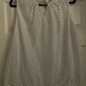Liz Claiborne White Patterned bubble Blouse